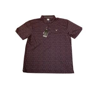 Callaway XL Golf Polo Shirt Men's Navy Blue Chili Pepper Print NWT